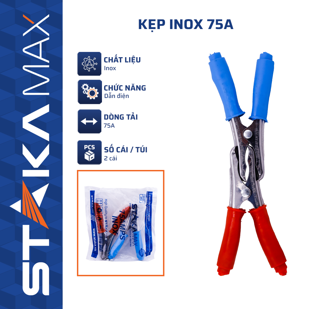 Kẹp Inox 75A STAKAMAX (1 Đôi/Túi,50 Đôi/ Hộp )-N1