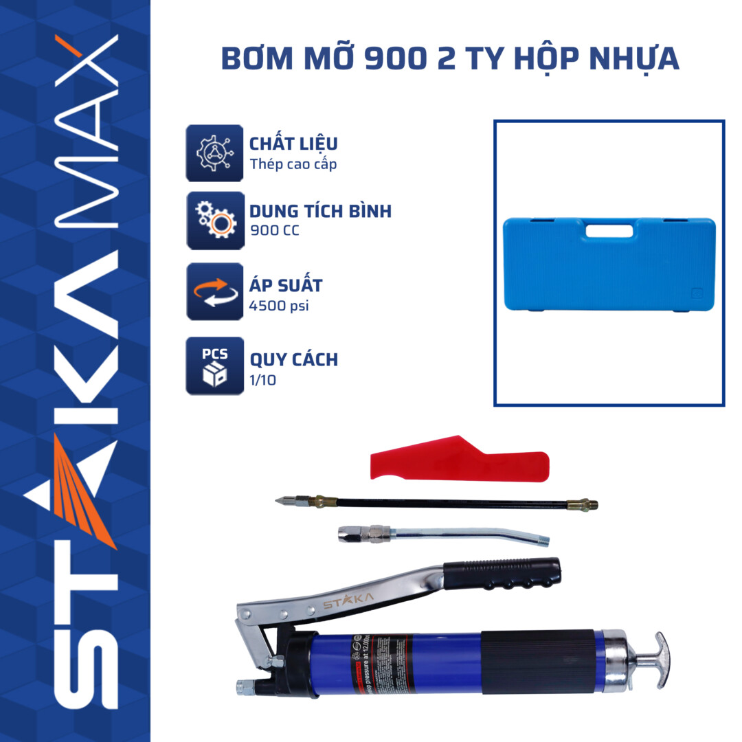 Bơm mỡ 900 2 ty hộp nhựa STAKAMAX (1C/H,10C/T) – N3