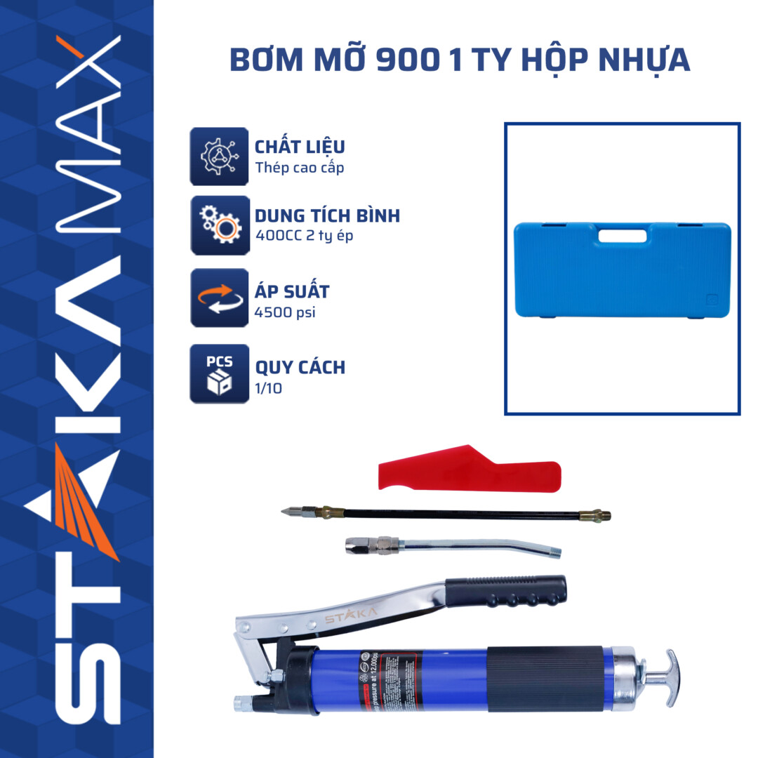 Bơm mỡ 900 1 ty hộp nhựa STAKAMAX (1C/H,10C/T) (KB-005B) -N3