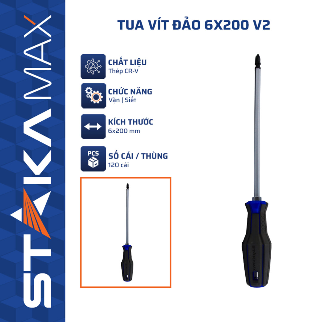 Tua Vít Đảo 6×200 V2 STAKAMAX (120C/T)-N3