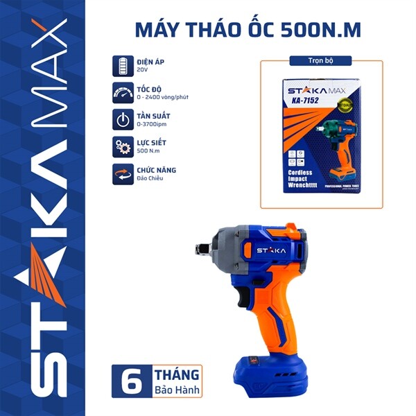 Máy Tháo Ốc Không Dây 500N.m STAKA MAX