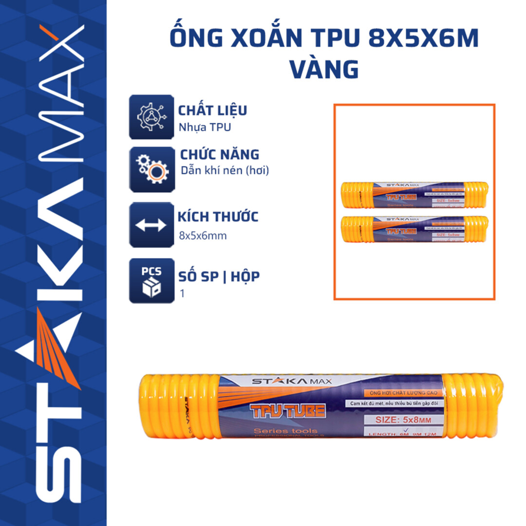 ỐNG XOẮN TPU 8X5X6M VÀNG STAKAMAX KA-3243