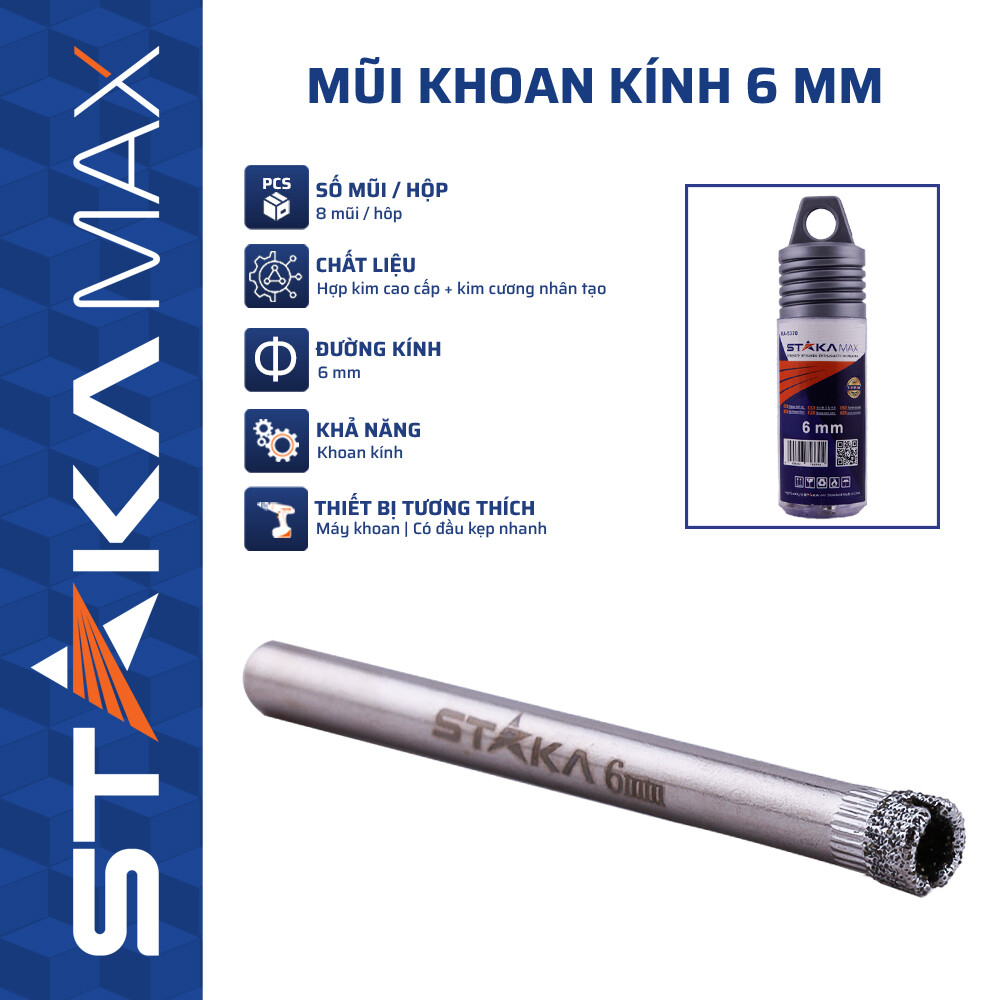 MŨI KHOAN KÍNH 6MM STAKAMAX KA-5370