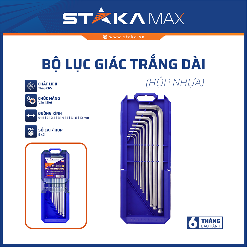 BỘ LỤC GIÁC TRẮNG DÀI HỘP NHỰA STAKAMAX KA-1654