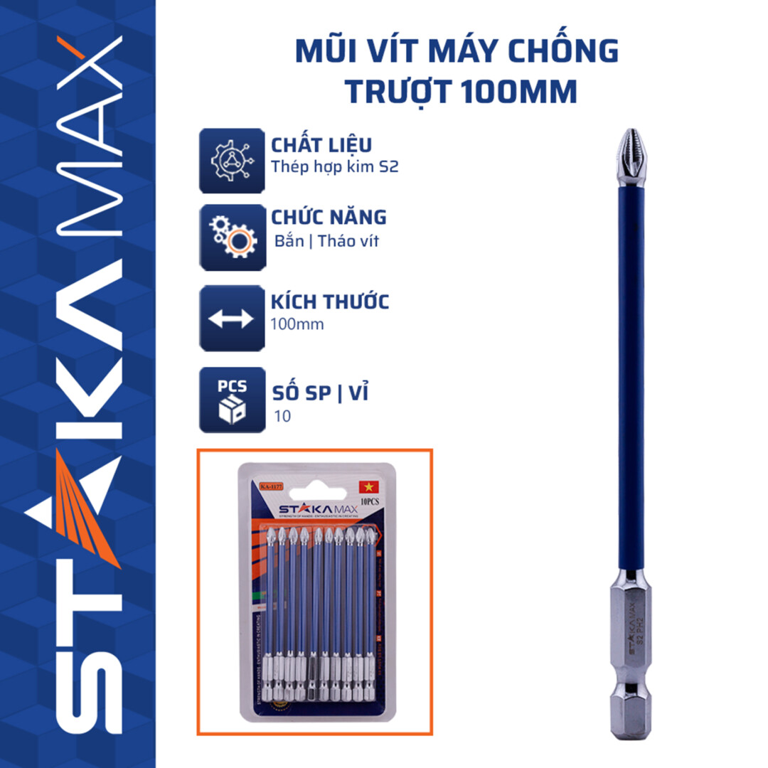 MŨI VÍT MÁY CHỐNG TRƯỢT 100MM STAKAMAX KA-1177