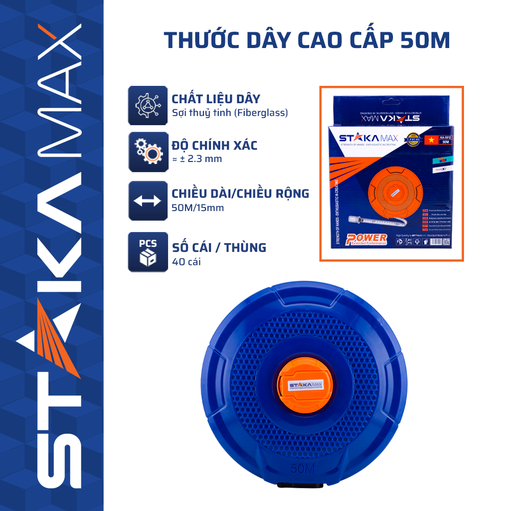 THƯỚC DÂY CAO CẤP 50M STAKAMAX KA-5912