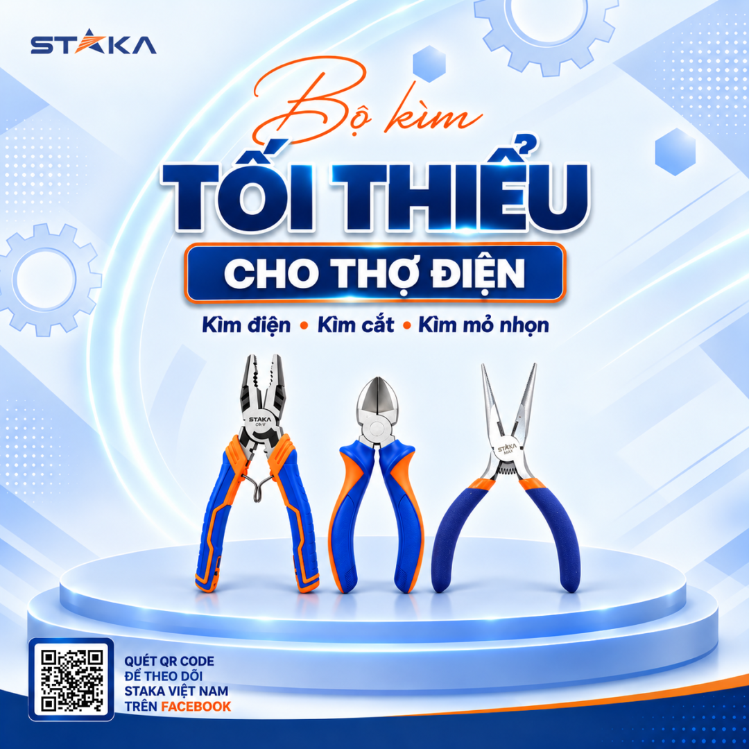 Bộ Kìm Tối Thiểu Cho Thợ Điện: Kìm Điện, Kìm Cắt, Kìm Mỏ Nhọn