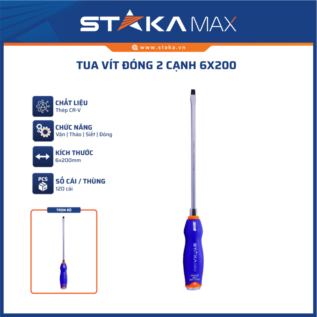 ua vít đóng 2 cạnh 6x200mm STAKAMAX (120C/T)