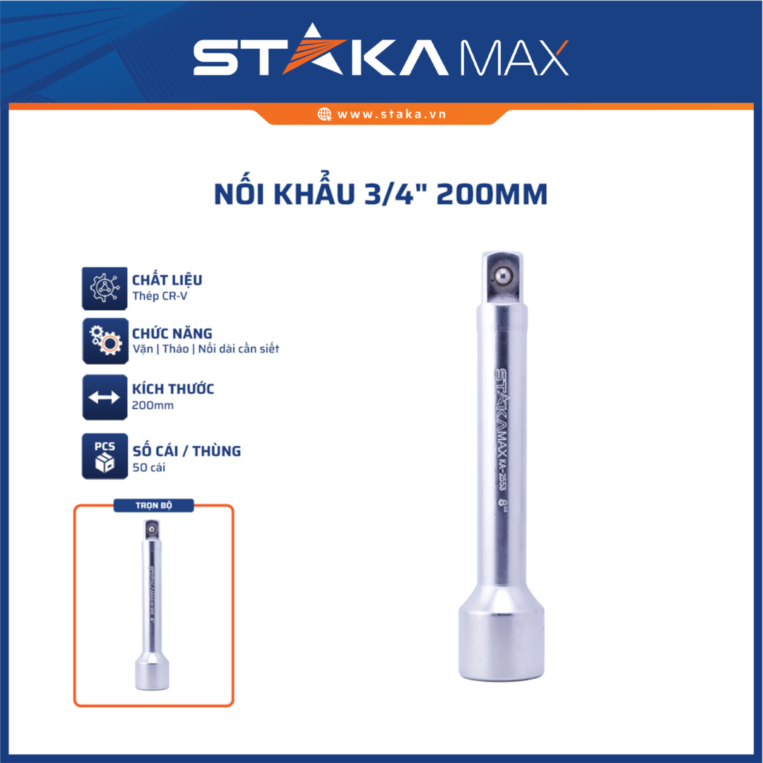 Nối khẩu 3/4 inch 200mm STAKAMAX (50C/T)