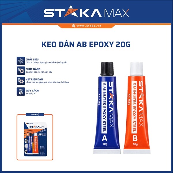 Keo Dán AB Epoxy 20G STAKAMAX (24V/H, 288 V/T)