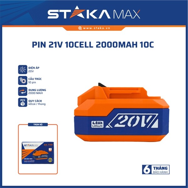Pin 21V 10cell 2000mAh 10C STAKAMAX