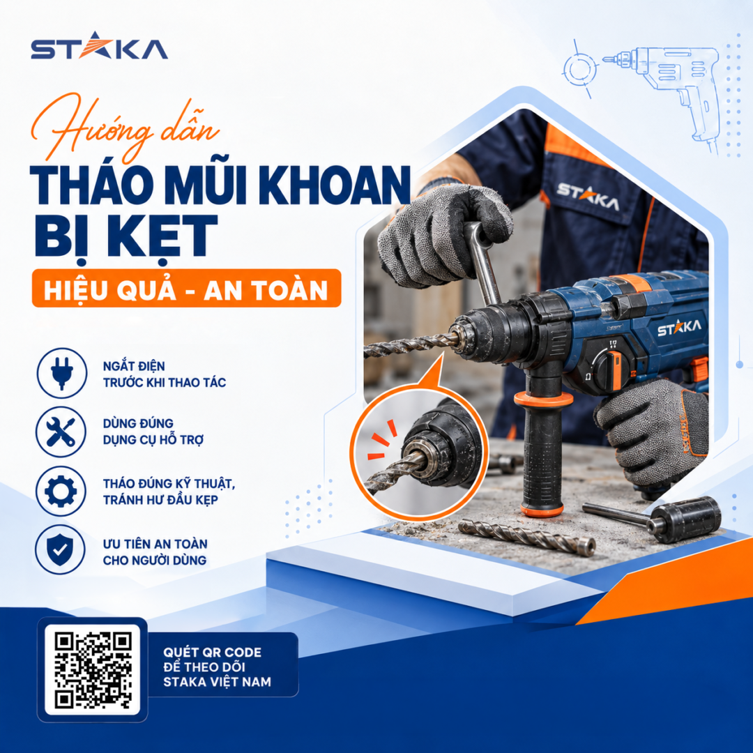 Hướng dẫn cách tháo mũi khoan bị kẹt hiệu quả và an toàn